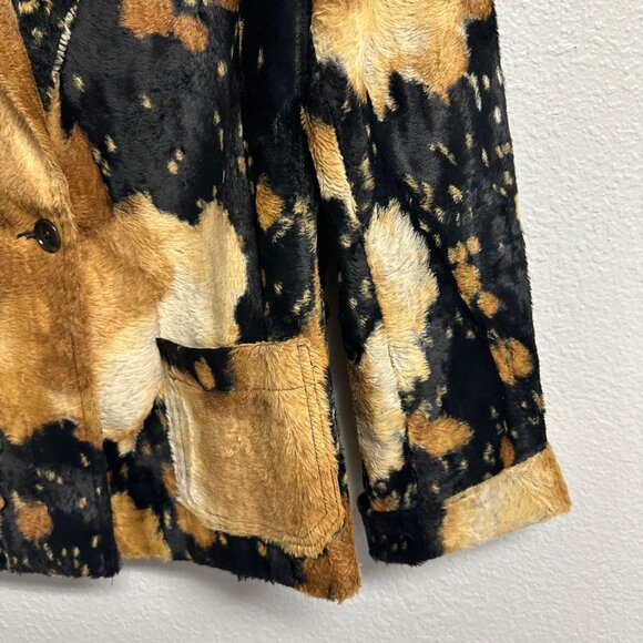Vintage 90s S & D Cow Animal Print Faux Fur Blazer Jacket Womens Size Large - Picture 5 of 6